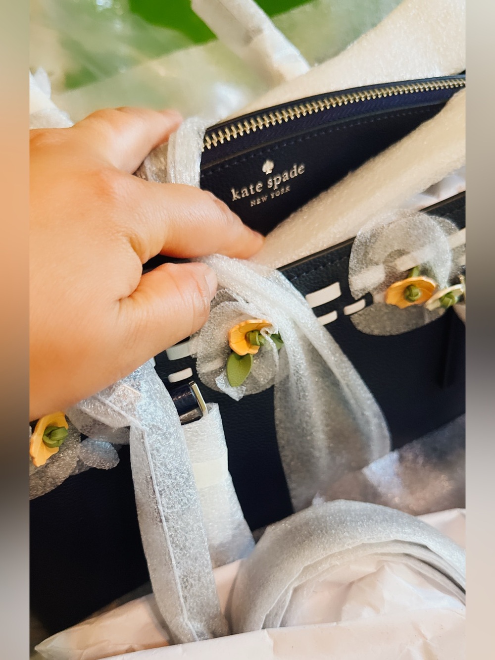 kate spade Navy Floral Applique Satchel